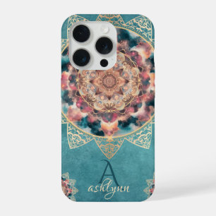 Trendy Boho Waterverf Nevel Gouden Bloem Mandala iPhone 15 Pro Case