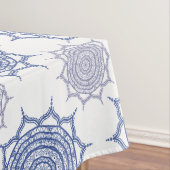 Trendy Boho Winter Blue, White Mandala Pattern Zen Tafelkleed (Voorbeeld)