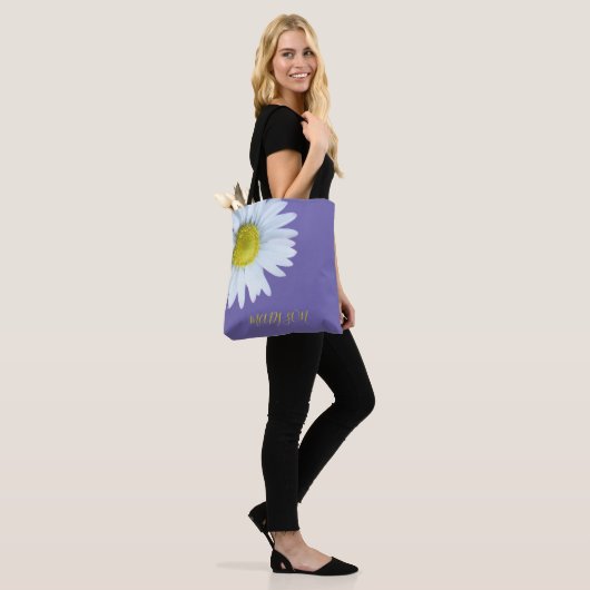 Trendy Boho wit geel Paarse Tote Bag (Op model)