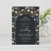 Trendy Boho witte madeliefjes wilde bloemen marine Kaart (Staand voorkant)