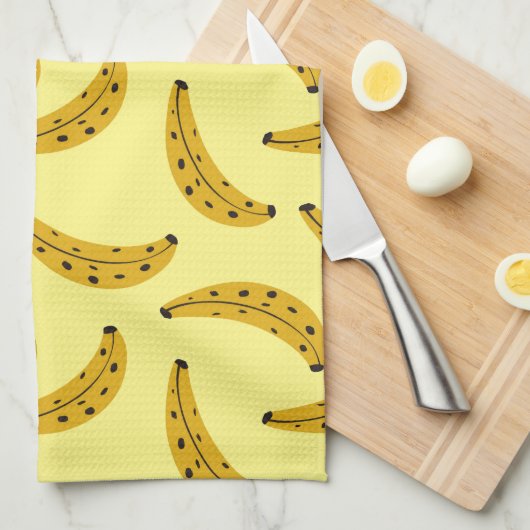 Trendy Bold Banana Patten Yellow Theedoek (Quarter Fold)