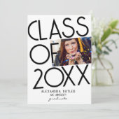 Trendy Bold Black Typografie Foto 2023 Afstuderen Aankondiging (Staand voorkant)
