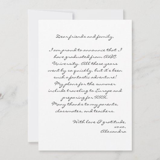 Trendy Bold Black Typografie Foto 2023 Afstuderen Aankondiging (Achterkant)