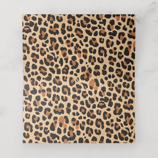Trendy Bold Bruin en Beige Leopard Print Patroon Plaatskaartje (Binnenkant ongevouwen)