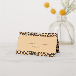 Trendy Bold Bruin en Beige Leopard Print Patroon Plaatskaartje