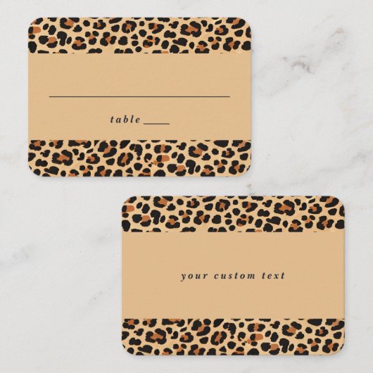 Trendy Bold Bruin en Beige Leopard Print Patroon Plaatskaartje (Voorkant / Achterkant)