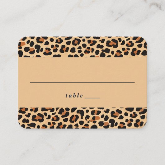 Trendy Bold Bruin en Beige Leopard Print Patroon Plaatskaartje (Voorkant)