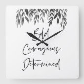 Trendy Bold Couraful Determined Vierkante Klok (Voorkant)