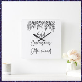 Trendy Bold Couraful Determined Vierkante Klok