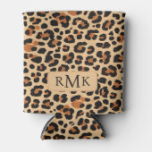 Trendy Bold Leopard Print Aangepast 3 Letter Monog Blikjeskoeler (Voorkant)