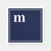 Trendy Bold Lower Hoesje Monogram Navy Blue Napkin Servet (Voorkant)