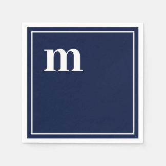Trendy Bold Lower Hoesje Monogram Navy Blue Napkin Servet