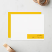Trendy Bold Mustard Yellow Minimum Simple Notitiekaartje (Voorkant / Achterkant in situ)