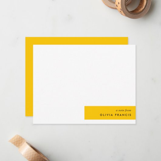 Trendy Bold Mustard Yellow Minimum Simple Notitiekaartje (Voorkant / Achterkant in situ)