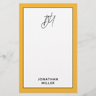 Trendy Bold Mustard Yellow Monogram Briefpapier