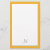 Trendy Bold Mustard Yellow Monogram Briefpapier (Achterkant)