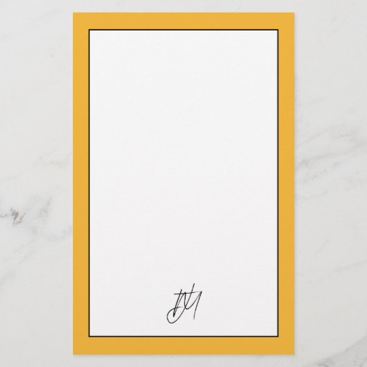 Trendy Bold Mustard Yellow Monogram Briefpapier (Achterkant)