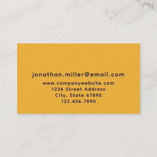 Trendy Bold Mustard Yellow Monogram Visitekaartje (Achterkant)