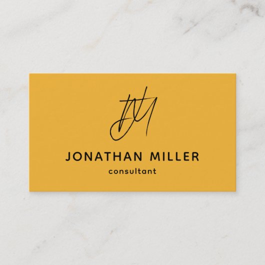 Trendy Bold Mustard Yellow Monogram Visitekaartje (Voorkant)