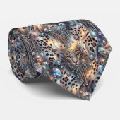 Trendy & Bold | Opal Luipaardprint Herenzijden Das (Opgerold)