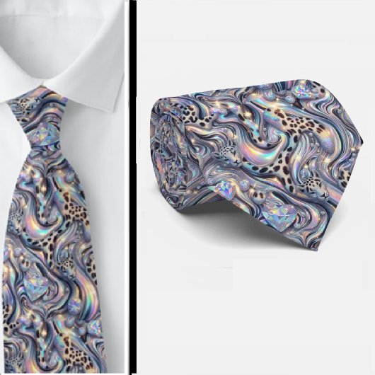Trendy & Bold | Opal Luipaardprint Herenzijden Kra Stropdas
