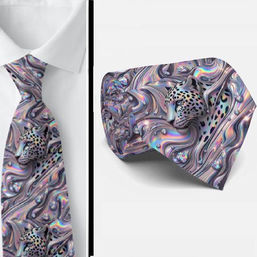 Trendy & Bold | Opal Luipaardprint Herenzijden Kra Stropdas