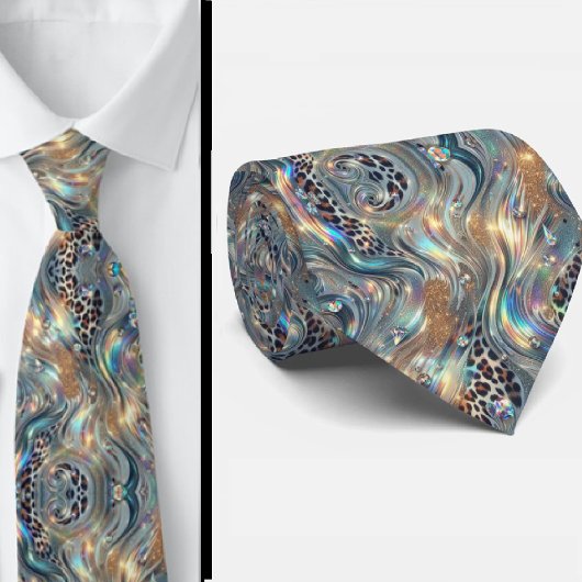 Trendy & Bold | Opal Luipaardprint Herenzijden Kra Stropdas