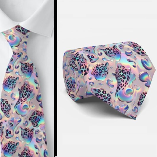 Trendy & Bold | Opal Luipaardprint Herenzijden Kra Stropdas