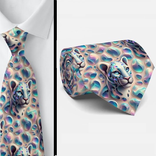 Trendy & Bold | Opal Luipaardprint Herenzijden Kra Stropdas