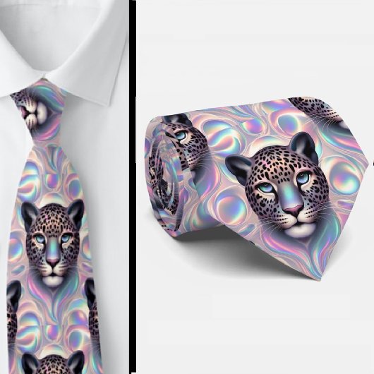 Trendy & Bold | Opal Luipaardprint Herenzijden Kra Stropdas