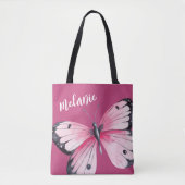 Trendy Bold Pink Butterfly Tote Bag (Voorkant)