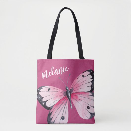 Trendy Bold Pink Butterfly Tote Bag (Voorkant)