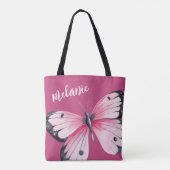Trendy Bold Pink Butterfly Tote Bag (Achterkant)