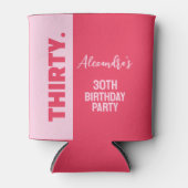 Trendy Bold Roze en Rode Girly 30e verjaardag Blikjeskoeler (Voorkant)