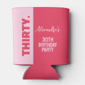 Trendy Bold Roze en Rode Girly 30e verjaardag Blikjeskoeler (Achterkant)