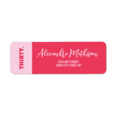 Trendy Bold Roze en Rode Girly 30e verjaardag Etiket (Voorkant)