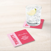 Trendy Bold Roze en Rode Girly 30e verjaardag Kartonnen Onderzetters (Insitu)