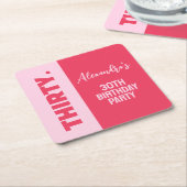 Trendy Bold Roze en Rode Girly 30e verjaardag Kartonnen Onderzetters (Schuin)