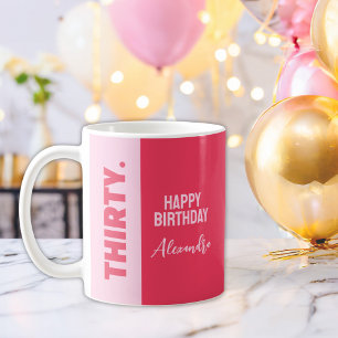 Trendy Bold Roze en Rode Girly 30e verjaardag Koffiemok