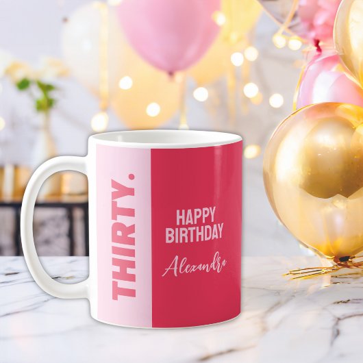 Trendy Bold Roze en Rode Girly 30e verjaardag Koffiemok