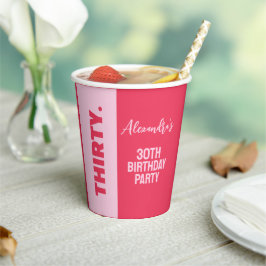 Trendy Bold Roze en Rode Girly 30e verjaardag Papieren Bekers