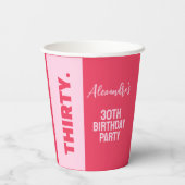 Trendy Bold Roze en Rode Girly 30e verjaardag Papieren Bekers (Achterkant)