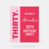 Trendy Bold Roze en Rode Girly 30e Verjaardag Teke Acryl Bord (Voorkant)