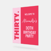 Trendy Bold Roze en Rode Girly 30e Verjaardag Teke Acryl Bord (Hoek)