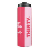 Trendy Bold Roze en Rode Girly 30e verjaardag Thermosbeker (Voorkant)