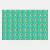 Trendy Bold Turquoise Blauw en Gouden Print Inpakpapier Vel (Voorkant)