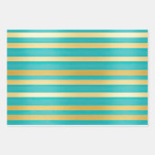 Trendy Bold Turquoise Blauw en Gouden Print Inpakpapier Vel (Voorkant 3)