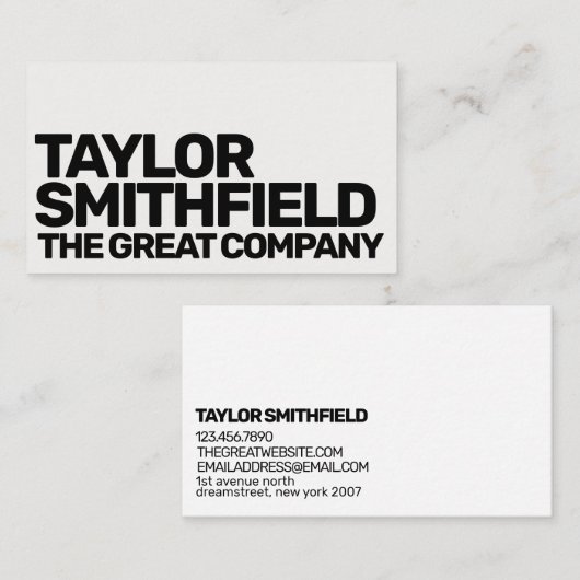 Trendy Bold Type Modern Visitekaartje (Voorkant / Achterkant)