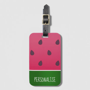 Trendy Bold Watermelon Custom Text Bagagelabel