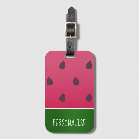 Trendy Bold Watermelon Custom Text Bagagelabel (Voorkant (verticaal))